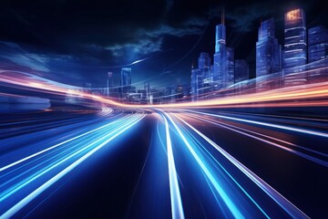 Fototapeta premium Light Trail Futuristic light architecture futuristic.