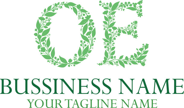 OE initials monogram letter text alphabet logo design