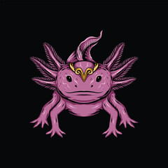 Stylized Axolotl Line Art Illustration 