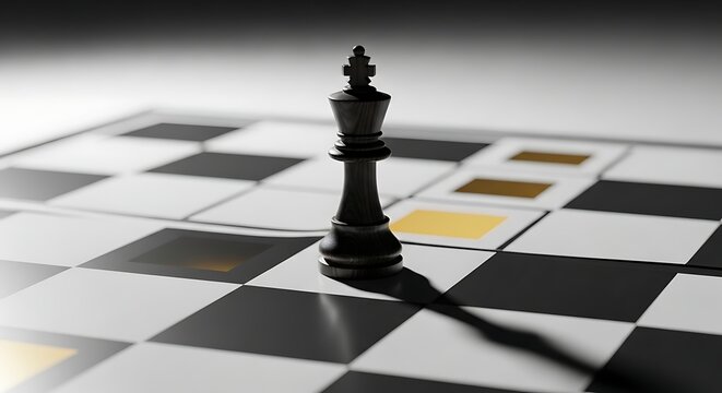Chess King Piece on Checkered Board.