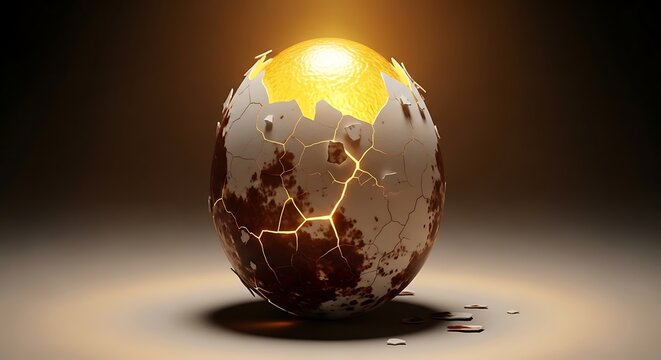 Cracked Egg with Glowing Interior.