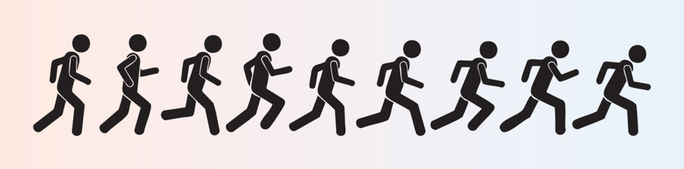 Fototapeta premium Sequential running motion of a person illustrated in silhouette style