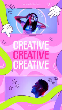 A vibrant vertical story template with expressive hand gestures and dynamic motion. Perfect for modern social media content and mobile promotions.