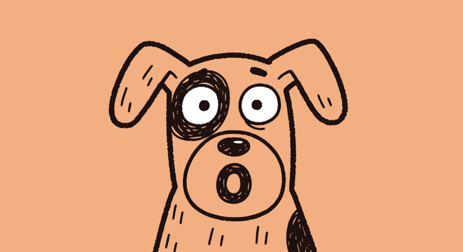 Surprised dog with big eyes looking.