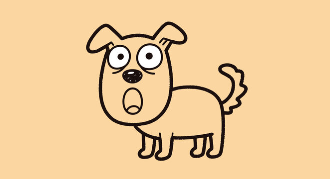 Cartoon dog with surprised expression.