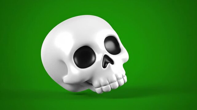 Creepy Skull Heads Over Green Background Video Loop.