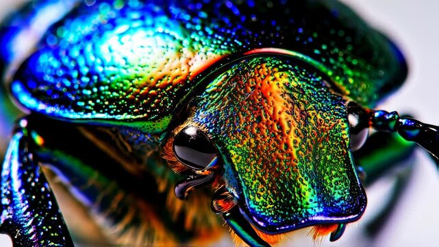 Iridescent Beetle Macro Photography Closeup.