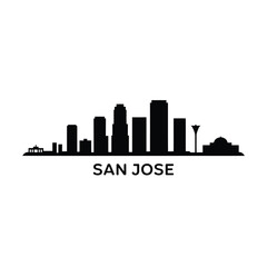 Fototapeta premium San jose skyline silhouette with text against a plain white background