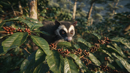 Obraz premium Cute Slow Loris Resting on Green Leaves in Tropical Jungle