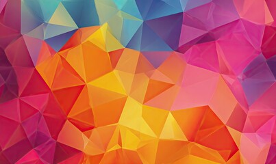 Fototapeta premium Abstract, colorful mosaic with blended, triangular shapes. Vibrant color gradient is prominent