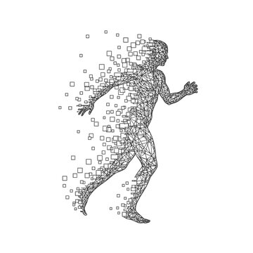 Disintegrating Person Made of Pixels.
