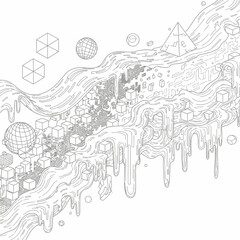 Fototapeta premium Geometric shapes floating in space.