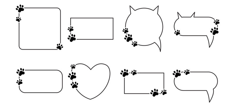 Cute Cat Paw Frame Set with Decorative Border Shapes