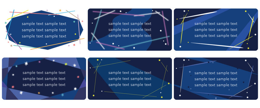 線や星、キラキラの飾りやネオンで構成したフレーム素材, 自然の夜の光や街中の明かりを連想するメッセージカードなどにもおすすめ