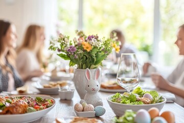 Naklejka premium Easter celebration gathering together flowers.