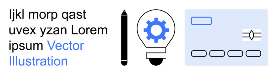 Innovation, creativity, technology, design, problem-solving, modern interfaces. A light bulb with a gear, a pencil and interface elements. Innovation and creativity tied to design and technology © robu_s
