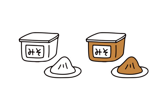 色ありと白黒の味噌のイラストセット