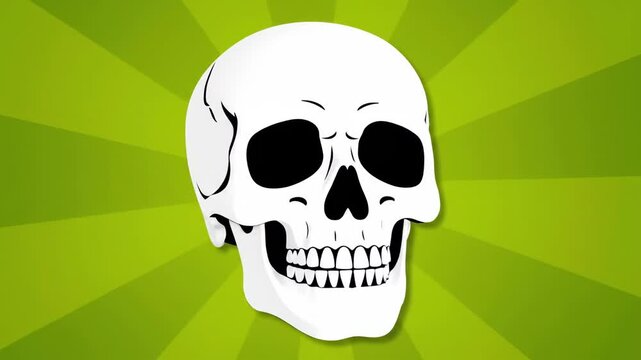 Dynamic Skull Clip Art On Green Background.