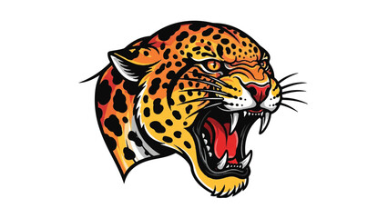 Obraz premium Aggressive Leopard Head with Open Mouth 2.