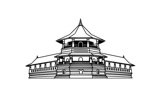 Temple of the Sacred Tooth Relic Kandy Sri Lanka landmark vector architecture illustration