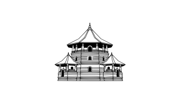 Temple of the Sacred Tooth Relic Sri Dalada Maligawa Kandy Sri Lanka vector landmark
