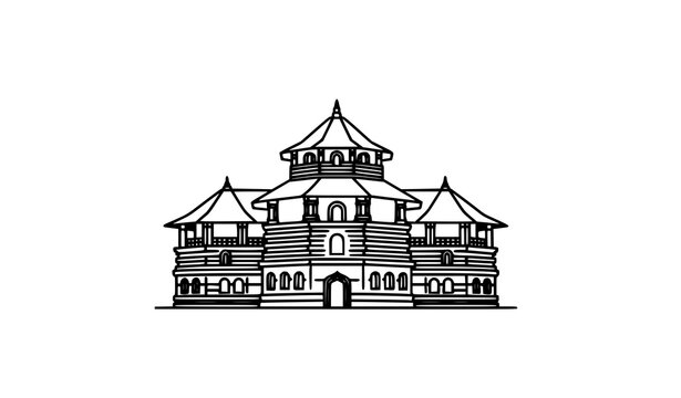 Sri Dalada Maligawa Temple Kandy Sri Lanka architectural vector landmark design
