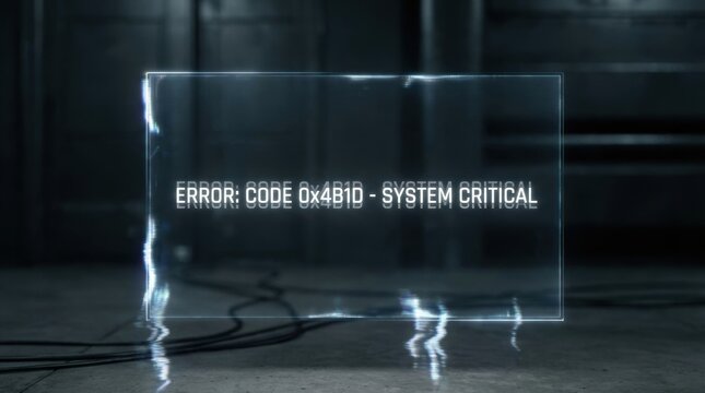 critical system error message displayed on dark background with futuristic interface