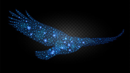 Sparkling Blue Star Constellation Eagle filled with shimmering blue particles and glowing star-like bokeh effects © Design with Zaid