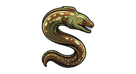 Obraz premium Fierce Moray Eel Underwater Predator Mascot Illustration Vector Design Element