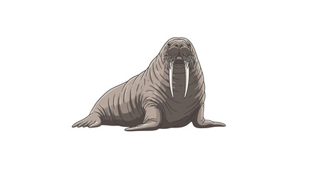 Large Walrus with Long Tusks Vector Illustration Isolated Graphic Design Element © Fajar