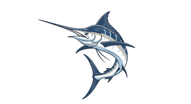 Atlantic Blue Marlin Fish Vector Illustration Graphic Element for Sport Fishing Logo Design
