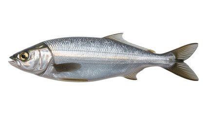 Obraz premium High-resolution photograph of a silver fish swimming in the water, detailed scales and fins visible