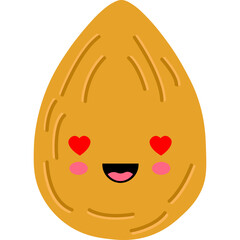 Obraz premium A cute cartoon mango with hearts on its cheeks smiles happily.