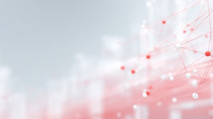 Abstract connections with red and white dots on a light gray background representing technology and networking concepts