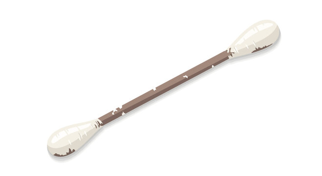 Used Cotton Swab with Brown Residue