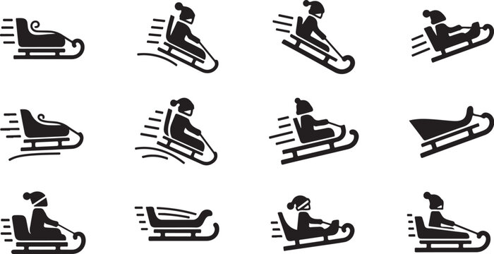 People Sledding Down a Snowy Hill in Winter