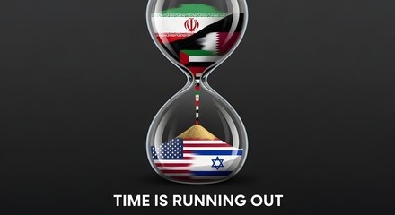 Hourglass with Iran and Israel flags