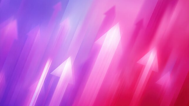 Abstract vibrant background with dynamic arrows in shades of pink and purple symbolizing growth and upward movement
