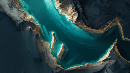 Abstract 3D Topographic Map of the Strait of Hormuz Strategic Global Shipping Route