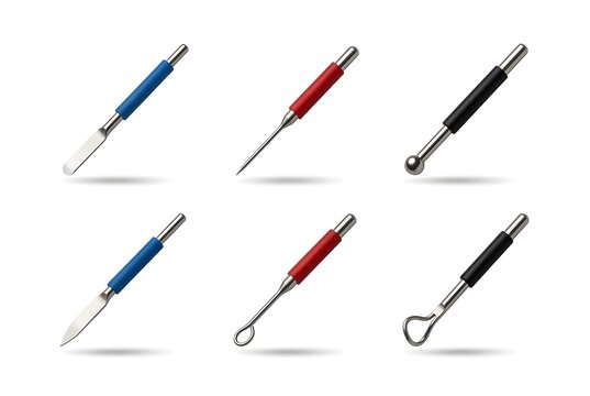 Realistic Set of Medical Electrosurgical Cautery Electrodes Isolated on White
