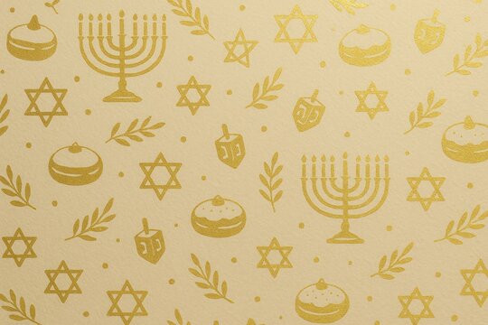 Hanukkah symbols seamless pattern