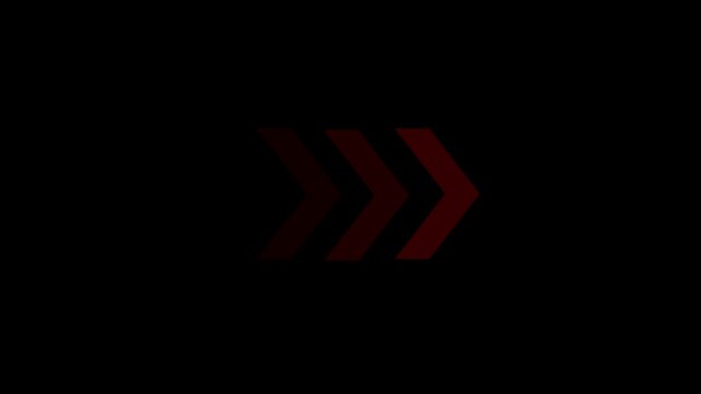 Animated arrows for the overlay video layer swipe down animation. 3d arrow icon swipe up animation black background.
wright arrow animation on black background. wright arrow animation