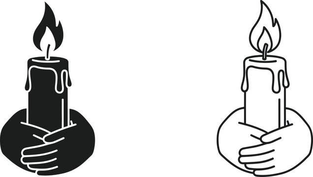 Candle flame hand holding Vector