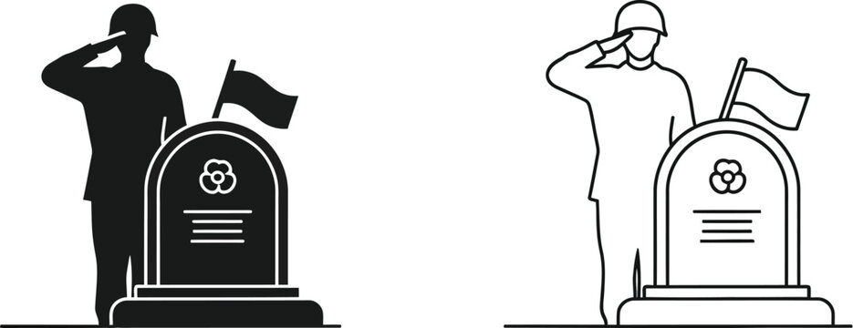 Tombstone salute memorial military Vector