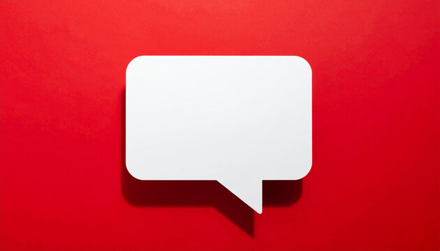 Blank speech bubble on red background for communication and messaging