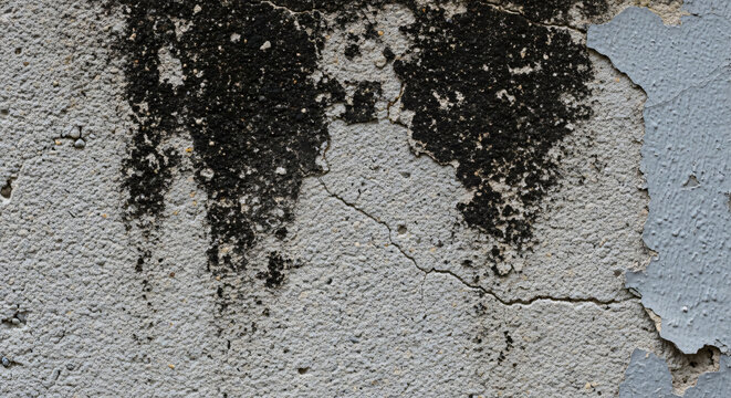 Weathered Stucco Wall Texture with Mold Stains and Cracks