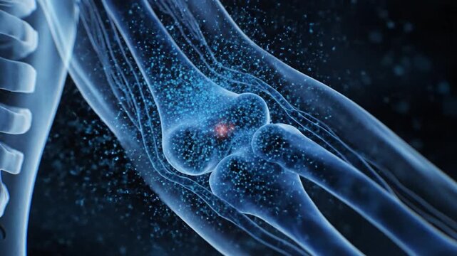 Human elbow joint anatomy medical xray scan showing pain inflammation or illness in the skeletal system orthopedic health care concept