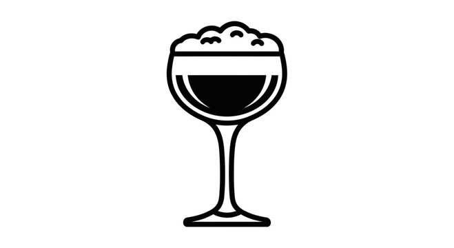 Outline Icon of Beer Glass with Foam