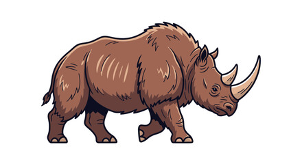 Obraz premium Prehistoric Woolly Rhinoceros Illustration Vector Design Element of Extinct Ice Age Animal