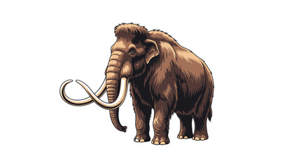 Obraz premium Majestic Woolly Mammoth Illustration Prehistoric Ice Age Mammal Vector Graphic Isolated